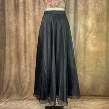 Vintage Whimsigoth Chiffon Maxi Skirt Black Layered Mesh High Waist Formal Goth