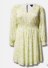 Torrid Women Mini Wash Gauze Wide Waist Skater Dress Size 1 1X Floral Yellow New