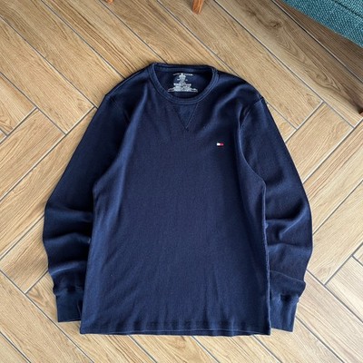 Tommy Hilfiger Vintage Casual Waffle Longsleeve Streetwear Herren Marineblau XL