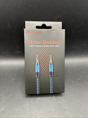 IRAGO Nylon Braided 3.5mm AUX Cable Universal Auxiliary Audio Blue Black
