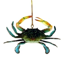 Dimensional Coastal Maryland Blue Crab Christmas Ornament 4 Inches