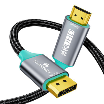 10FT DisplayPort 1.4 to HDMI 2.1 Cable 8K@60Hz 4K@120Hz HDR HDCP 2.3 Braided