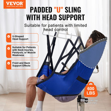 Patient Lift Sling with Head Support- Large Size, 600LBS