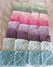 Lot 32 4.5" Handmade Crochet GRANNY SQUARES Afghan Yarn Blocks Assorted Colors