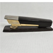 Vintage Swingline Stapler Dark Brown Metallic Gold Office Desk Accessory