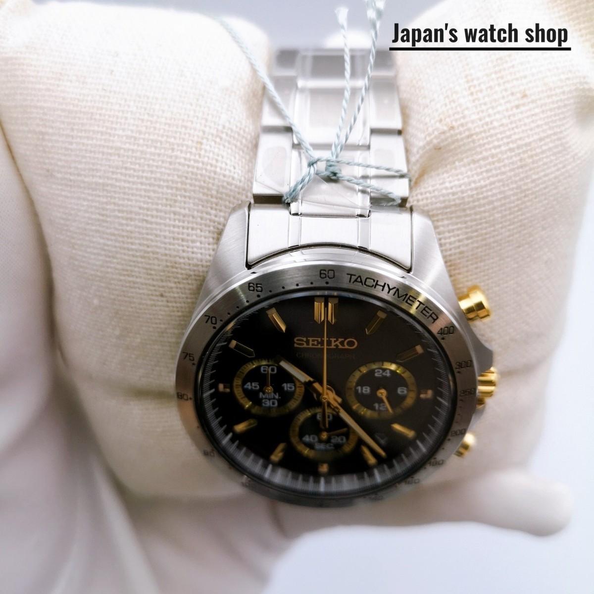 SEIKO SPIRIT Chronograph SBTR015 Black Silver Waterproof Men's