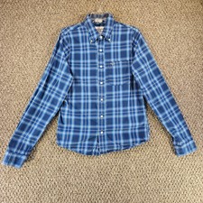 Abercrombie Fitch Shirt Mens Sz M Muscle Long Sleeve Plaid Button Down Blue
