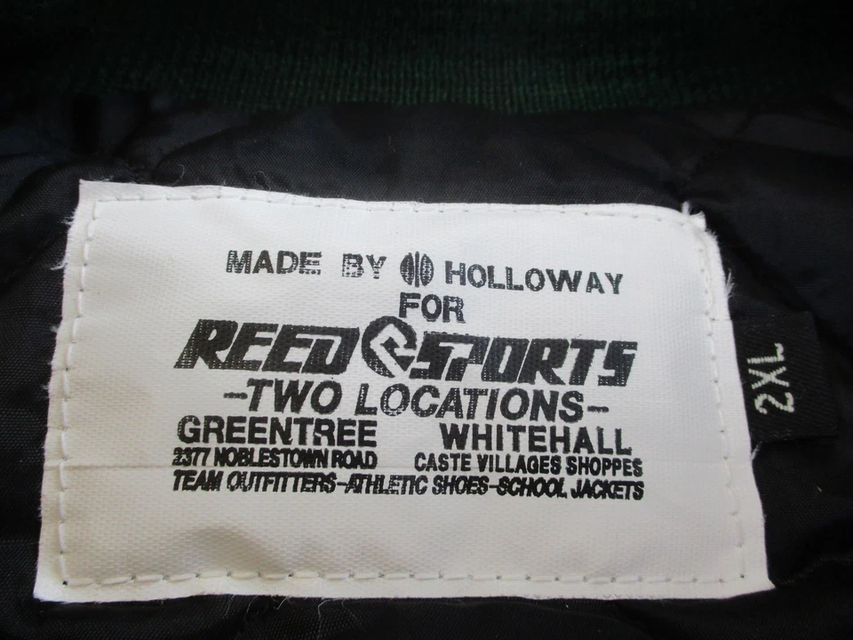 Chaqueta Holloway Para Hombre 2XL Verde Universitario Letterman Mangas de Cuero Acolchada Forrada Foto 2 de 4