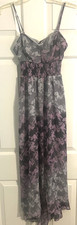 Princess Vera Wang long lined sheer dress size XS pink purple floral 56" long