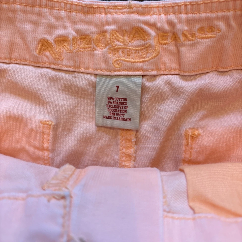 Pantalones cortos de jean Arizona Jean Co tiro bajo naranja brillante para mujer talla 7 Foto 4 de 4
