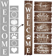 Welcome Stencil With Holiday Set for Painting on Wood - Reusable, DIY Projects,