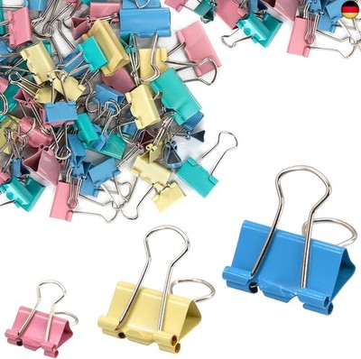 72 Stück Farbige Foldback Klammern, 3 Sizes Papierklammern Binder Clips Metall 