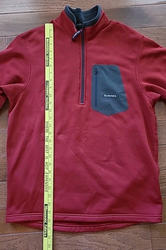 Simms Polartec Pullover Mens Medium Red Fleece 1/4 Zip Lightweight Fishing - Picture 9 of 11