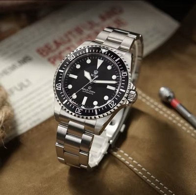 WDC Seafarer WD5513P Automatic Diver   Matte Black Dial   PT5000 High-Beat   NEW