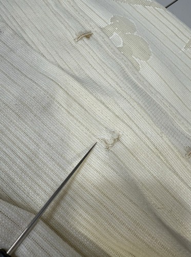 Tenda doccia vintage panna trasparente anni 70 80 JC Penney poly rayon design pizzo floreale - Foto 8 di 9