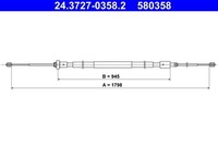 NEU - ATE 24.3727-0358.2 Seilzug, Feststellbremse FüR CitroËN Peugeot