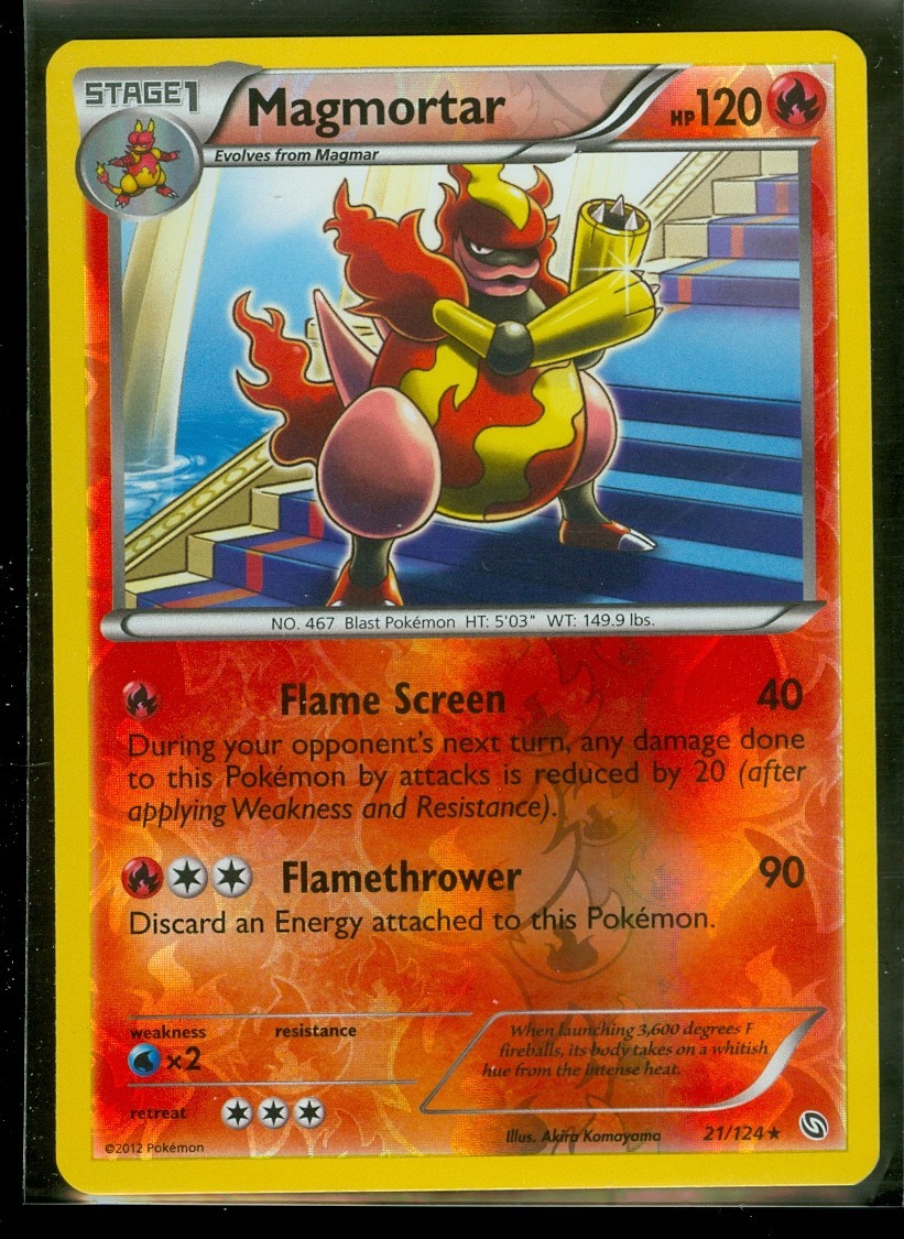 Pokemon MAGMORTAR 21/124 Dragons Exalted RARE Rev Holo - NEAR MINT/MINT