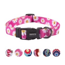 Adjustable Soft Dog Collar: Print Flower Pink Multicolor Cute Patterns for XS