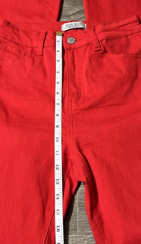 Judy Blue Super Flare High Rise Raw Hem Bell Bottom Red Jeans Gr. 5/27 (26x35) - Bild 8 von 12