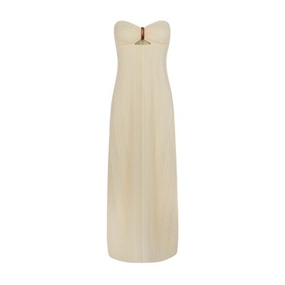 ViX Loly Long Dress Strapless Sweetheart Striped Maxi Resort Wear Keyhole Lined