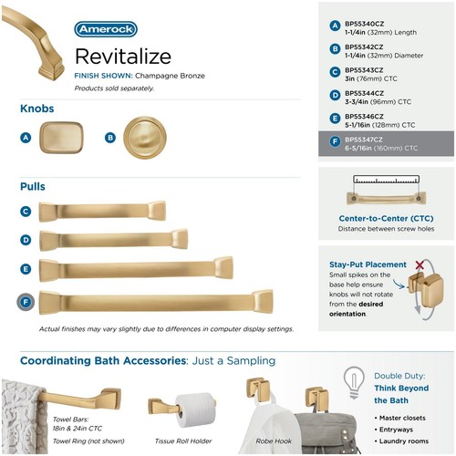 Amerock BP55347 Revitalize 6-5/16" Center to Center Handle - Bronze - Bild 11 von 12