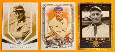 HONUS WAGNER, Pittsburgh Pirates 3-Card Lot, HALL OF FAME, ALL-TIME GREAT