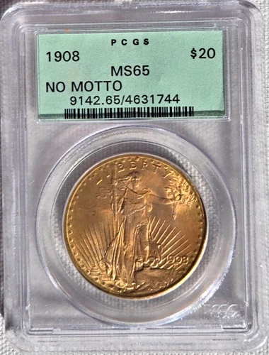 1908 $20 Saint Gaudens Double Eagle - No Motto - PCGS - MS65          DEFECT !