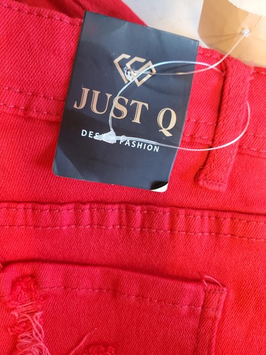 Just Q NAS Fringe Bell Bottoms Lt. Denim Small Red Women's Jeans Rockstar B27 - Picture 6 of 10