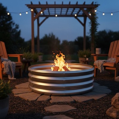 4FT Galvanized Steel Fire Pit Ring - Heavy Duty & Rust Resistant for Outdoor Fun