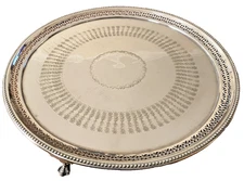 Superb Victorian Cooper Bros Silver Plate 3 Footed Salver / Tray - 36cm Diameter