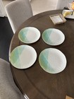 Set 4 Artisan de Luxe home Nautical Watercolor Blue Green plates 11” Melamine