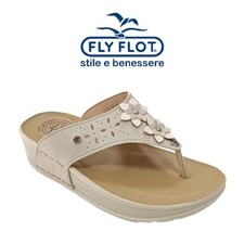 Fly Flot Ciabatta Donna Infradito Fascia con Fiori 38K47 Avorio