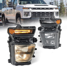 Halogen Headlight Assembly Pair Compatible with Chevy Silverado 2500HD 3500HD 20