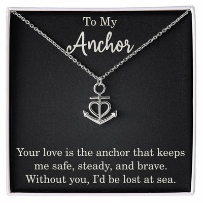 To My Anchor Necklace With Loving Message Gift For Wife Husband or Loved One Mot