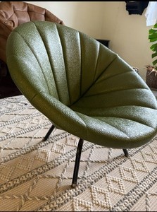 Super RARE Mid Century Faux Leather Saucer SWIVEL Chair