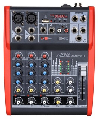 Audio2000'S AMX7311 Four-Channel Audio Mixer with USB Interface, DSP Processo...