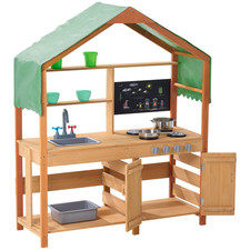 Wooden Mud Kitchen Outdoor Play Kitchen Set for Kids Durable Cedar Wood, Safe