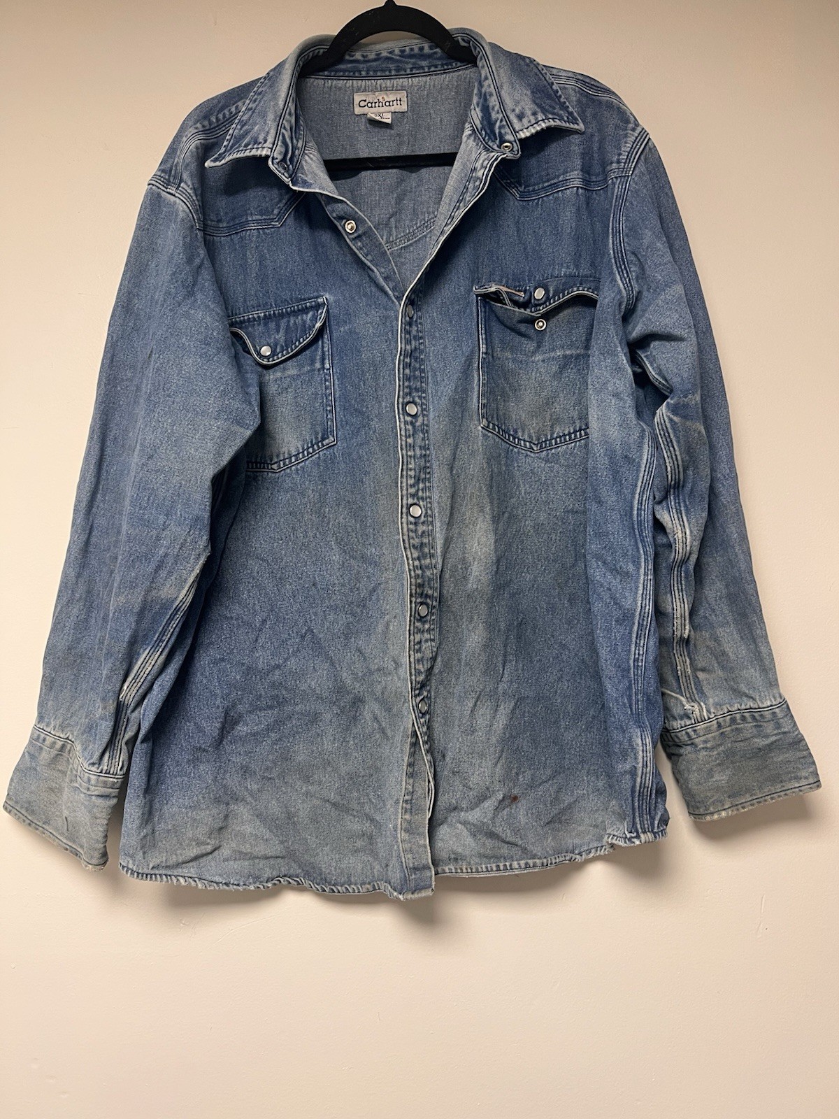 Carhartt 100% Cotton Blue Jean Work Jacket Size 2X