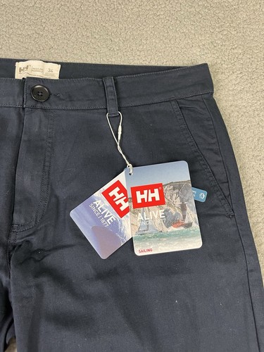Helly Hansen Dock Chinos Mens 34 Blue Cotton Hemp Blend Regular Fit Pants - Picture 6 of 15