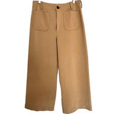 Anthropologie Maeve The Colette Pants 32 Knit Edition Camel Cropped Wide Leg