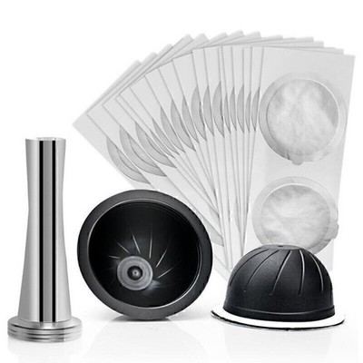 Refillable Coffee Capsules + Disposable Aluminum Foil Tool For Nespresso Vertuo