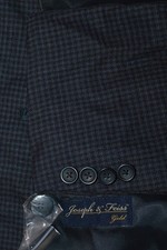 MINT 48S 48 S Short JOSEPH  FEISS GOLD Blue Check Wool Blazer suit Jacket