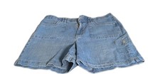 Gloria Vanderbilt Shorts Women's 14 Blue Denim Sammy Stretch Utility Carpenter