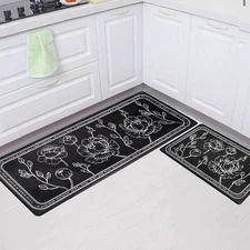 Kitchen Floor Mat Set of 2, Cushioned anti Fatigue Kitchen Mat 17"X47"+17"X29...