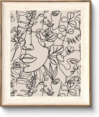 ASTRDECOR Abstract Framed Wall Art, Minimalist Boho Art Prints Women Portrait...