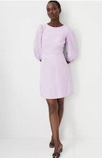 NEW ANN TAYLOR $159 CRISP LILAC LINEN BLEND OPEN BACK FLARED DRESS SZ 12p