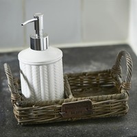 Riviera Maison Rattan Tablett Mittig Geteilt Mit Henkel Rustic Rattan Soap Tray