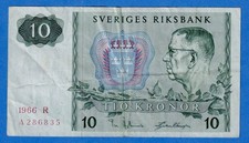 Sweden 10 Kronor 19661 P-52b Circulated Banknote - A286835