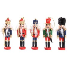 Set of 6 Wooden Nutcracker Soldiers Handcrafted for Christmas Tree Decoration