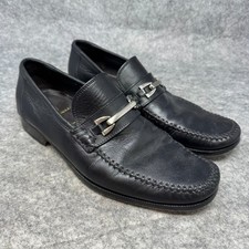 Bruno Magli Mens Black Leather Horse-Bit Slip On Loafer Dress Shoe Sz 9 M ITALY